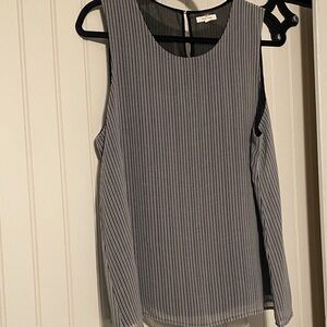 Pleione Sleeveless Lined Pinstripe Shell Top - Black/White
